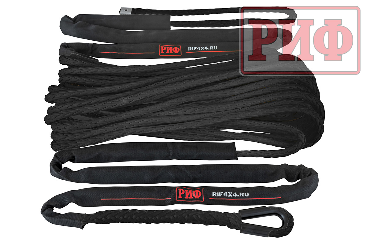 Трос для лебёдки синтетический РИФ 12 мм/26 м, черный