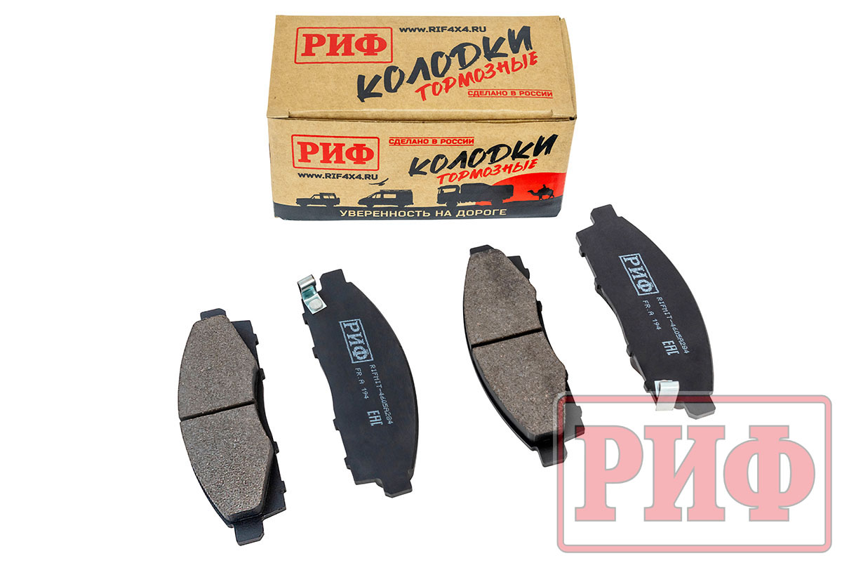 Колодки тормозные передние РИФ Mitsubishi L200 2005+, Pajero Sport 2008-2015 OEM 4605A284, 4605B233, 4605A198