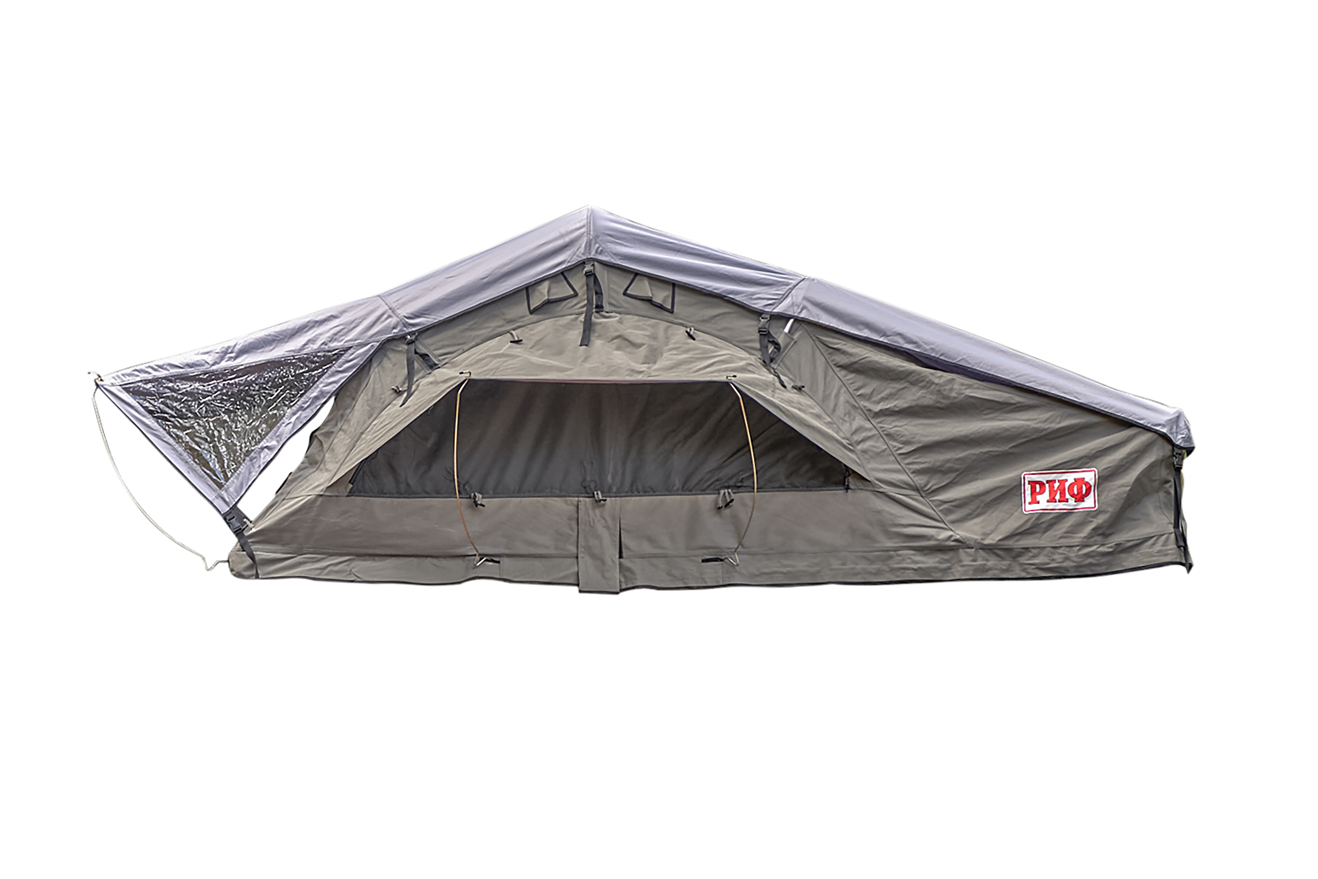 Палатка на крышу автомобиля РИФ Soft RT02-140 PRO, тент серый, 140х(240+70)х115 см