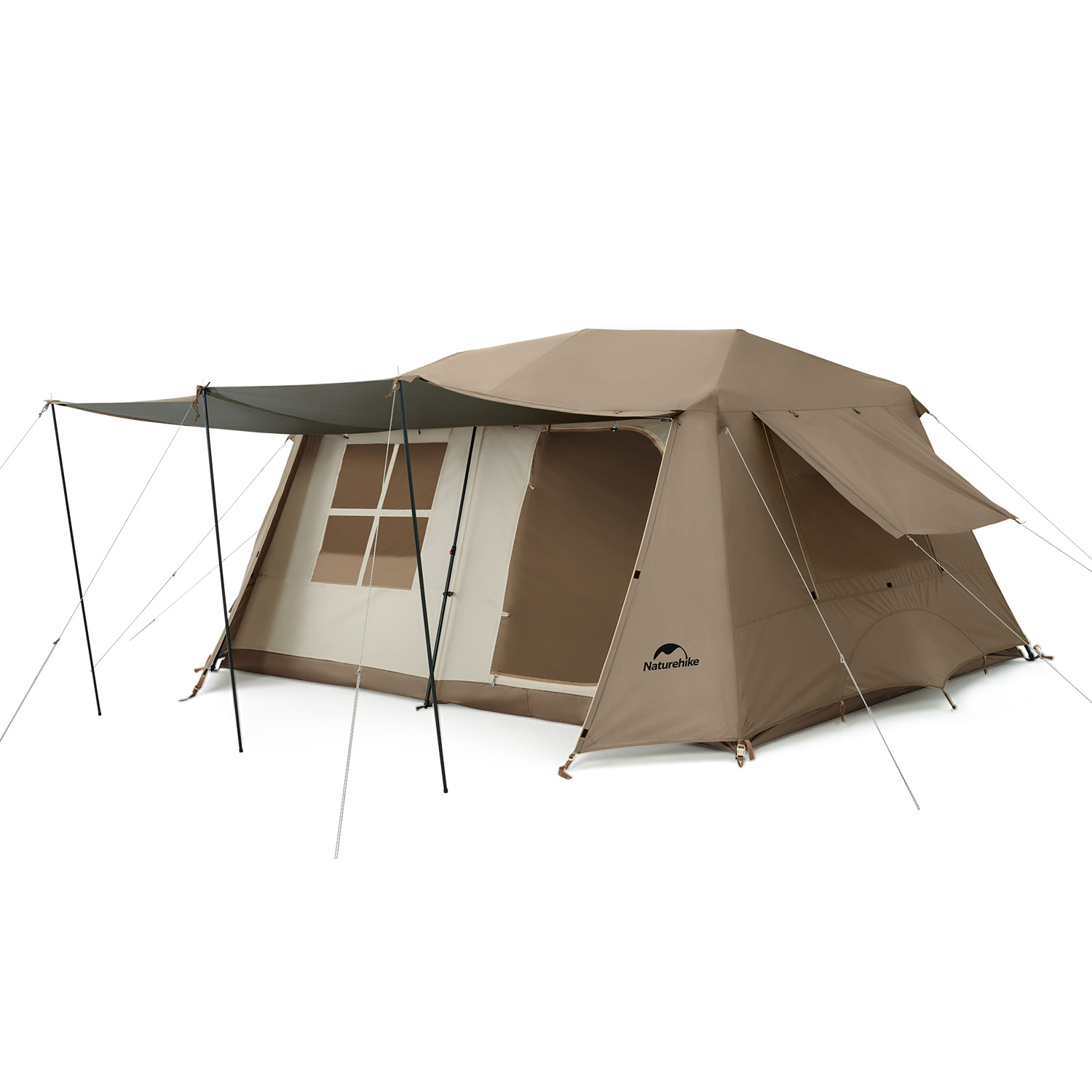 Палатка Naturehike Village NEO Premium автоматическая 4-6-местная, коричневая BlackOut