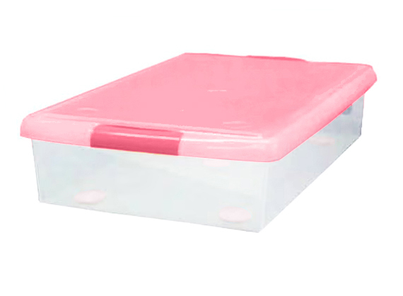 Короб для хранения IRIS THIN BOX 34л, прозрачный-розовый Короб для хранения IRIS THIN BOX 34л, прозрачный-розовый