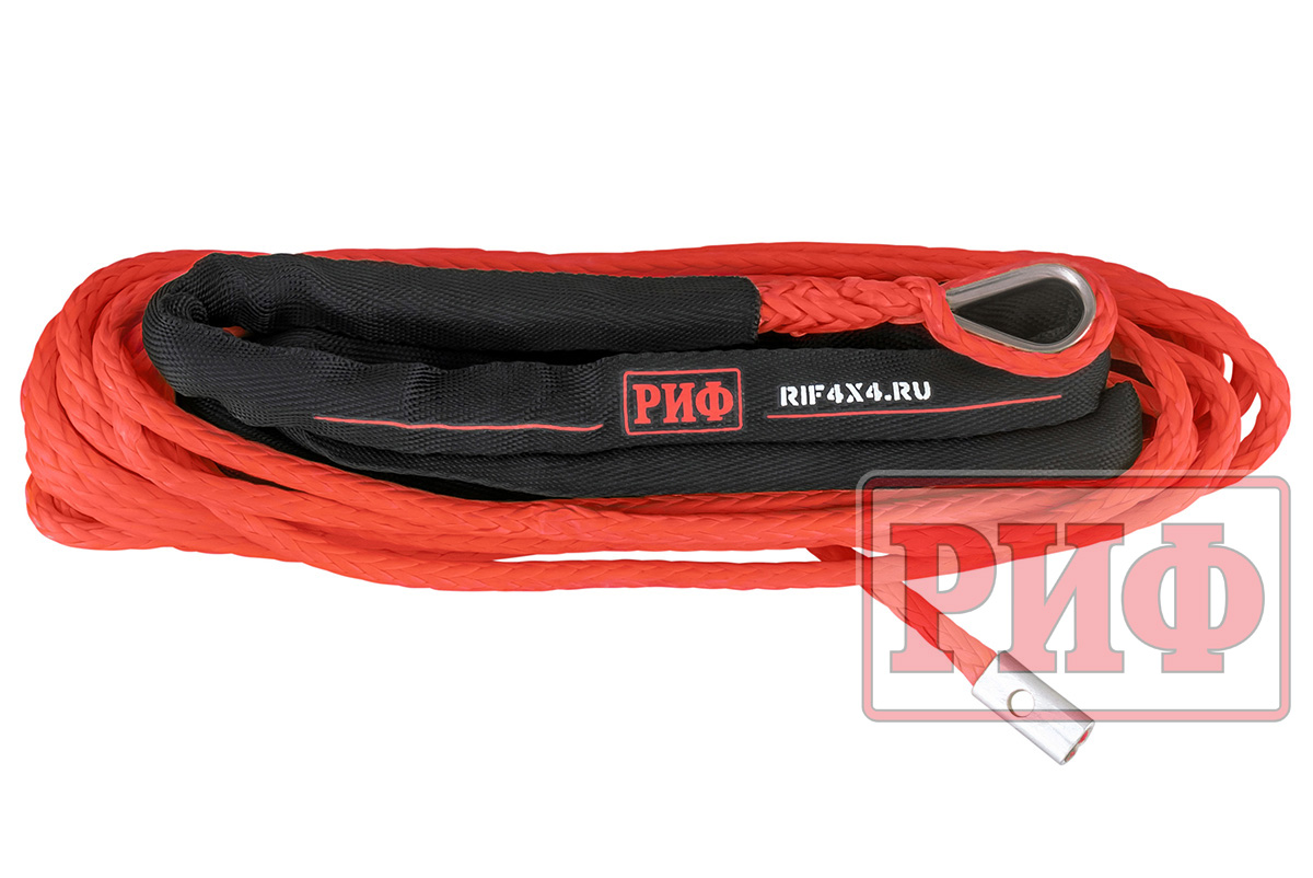 Трос для лебёдки синтетический РИФ 6 мм/15 м, красный
