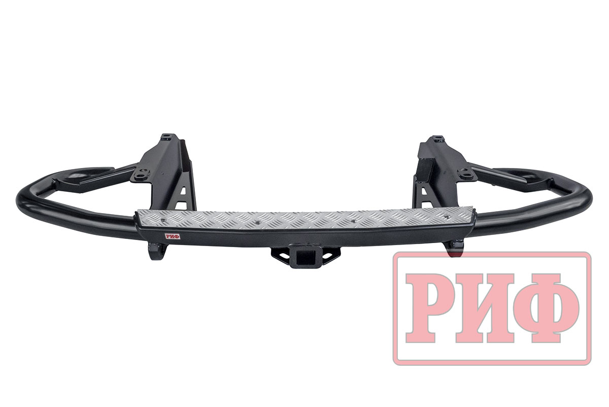 Бампер задний силовой/защита штатного бампера РИФ Toyota Land Cruiser Prado 120 c квадратом под фаркоп