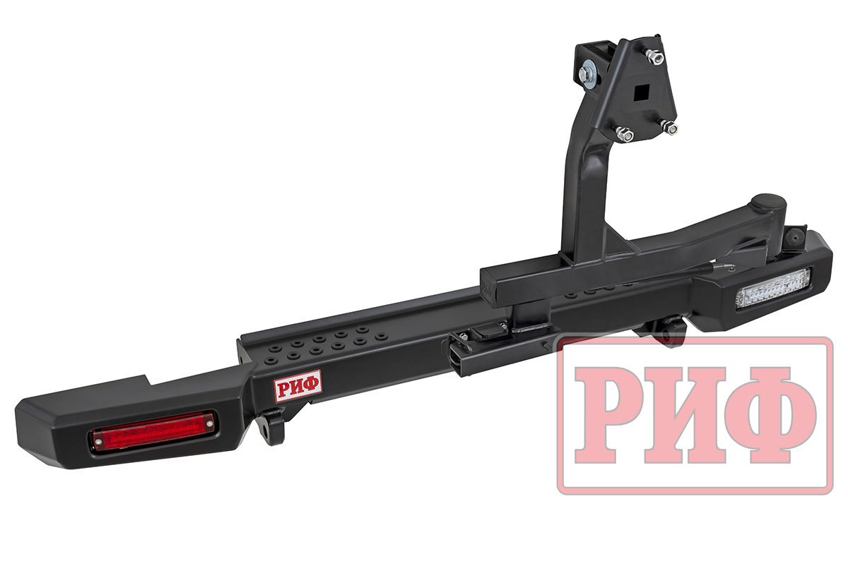 Бампер РИФ силовой задний УАЗ Хантер с фонарями, калиткой, возможностью установки фаркопа, лифт 65 мм