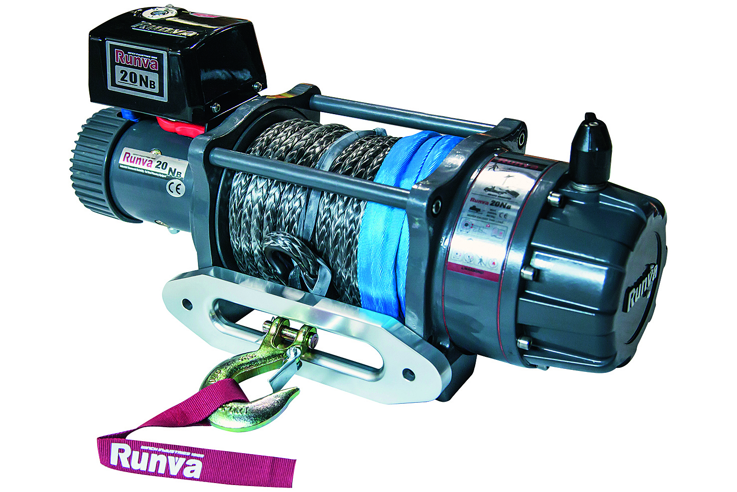 Лебёдка автомобильная электрическая 12V Runva EWB20000USR влагозащищенная, синтетический трос