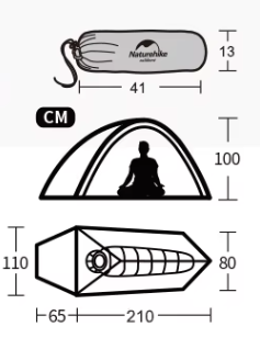 Палатка Naturehike Cloud Up Pro Si 1-местная, алюминиевый каркас, сверхлегкая, хаки