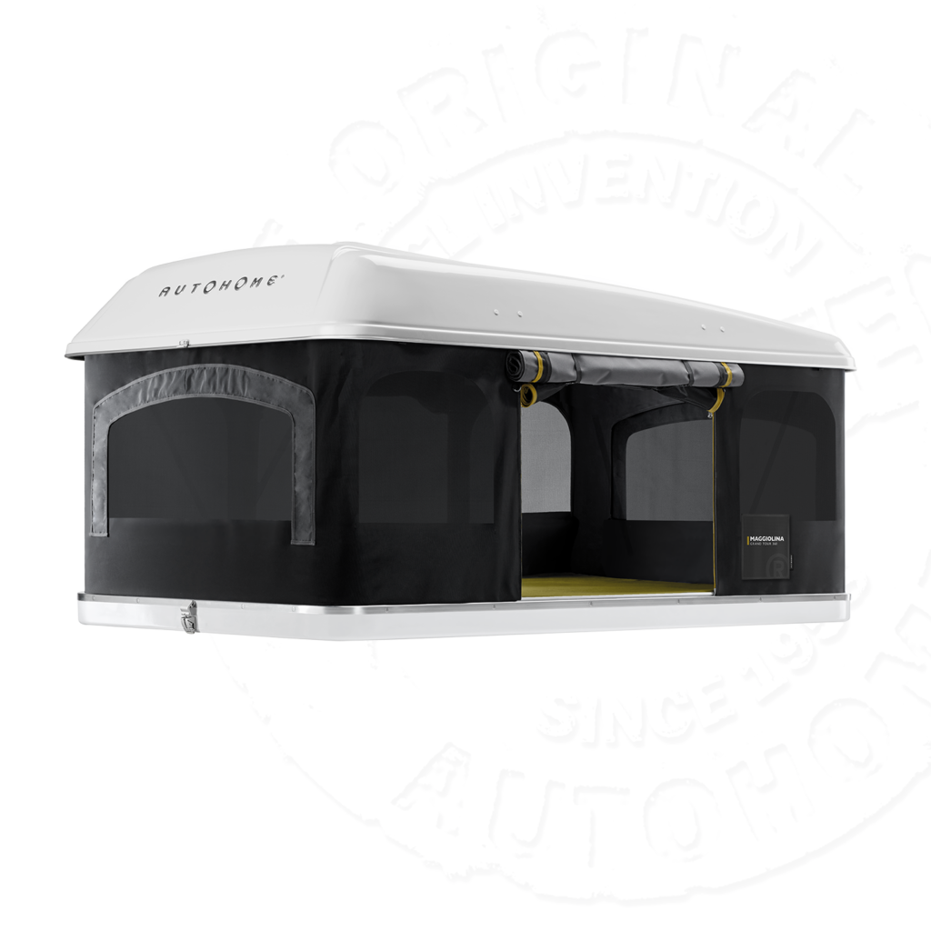 Палатка на крышу автомобиля AUTOHOME MAGGIOLINA GRAND TOUR SMALL 360 BLACK STORM X-LONG, лестница 215 мм