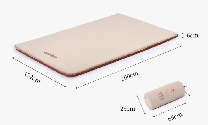 Коврик самонадувающийся Naturehike двойной 200х132х6 см, Бежевый