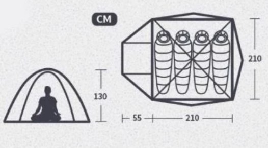 Палатка Naturehike P-Series 3-местная, алюминиевый каркас, голубая