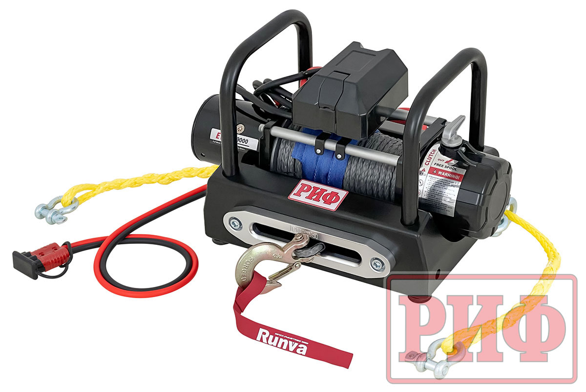 Лебёдка переносная РИФ 9000USR c площадкой и проводами (синтетический трос)