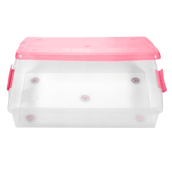 Короб для хранения IRIS THIN BOX 85л, прозрачный-розовый