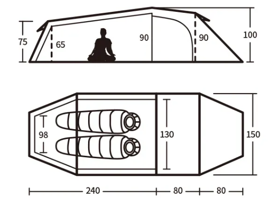 Палатка Naturehike Opalus Si 2-местная, алюминиевый каркас, зеленая