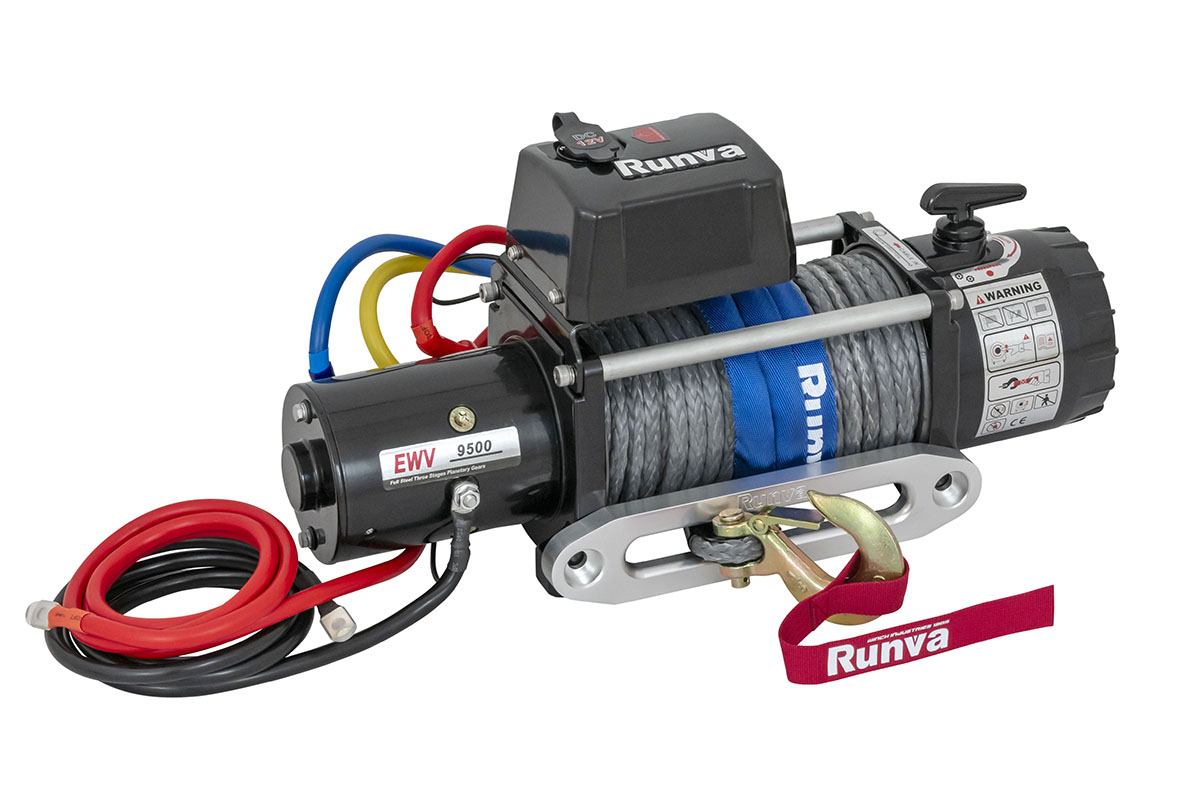 Лебёдка автомобильная электрическая 12V Runva EWV9500SSR 4350 кг (синтетический трос)