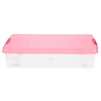 2 Короб для хранения IRIS THIN BOX 34л, прозрачный-розовый 2 Короб для хранения IRIS THIN BOX 34л, прозрачный-розовый