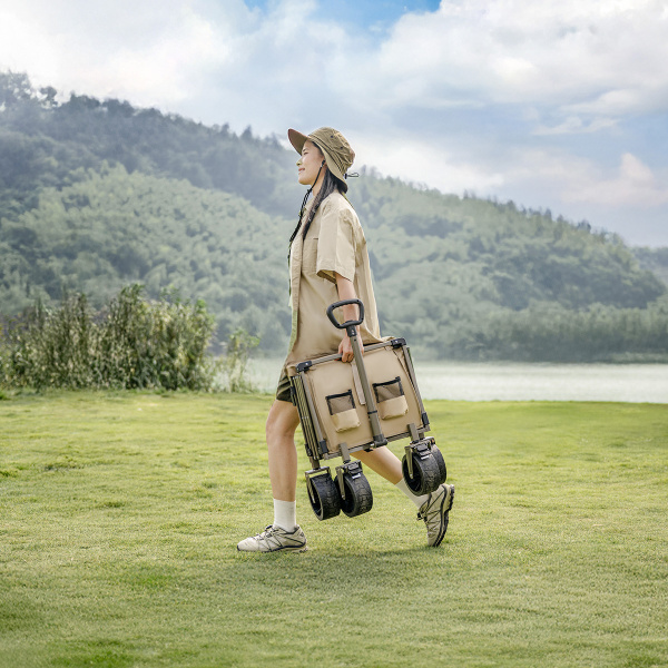 Тележка туристическая Naturehike Light 76х45х93 см, 70+50 л, бежевая