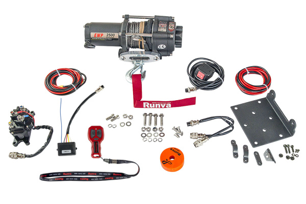 Лебёдка электрическая 12V Runva 2500 lbs 1140 кг (синтетический трос)