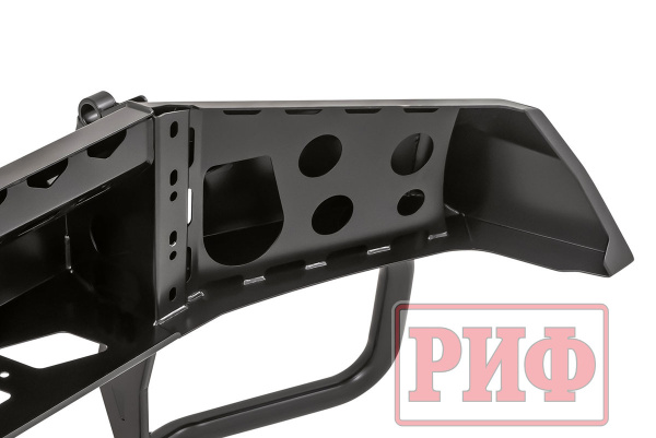 Бампер РИФ силовой передний Toyota Land Cruiser 76/78/79 2007-2024 c доп. фарами и защитной дугой, с площадкой под лебедку