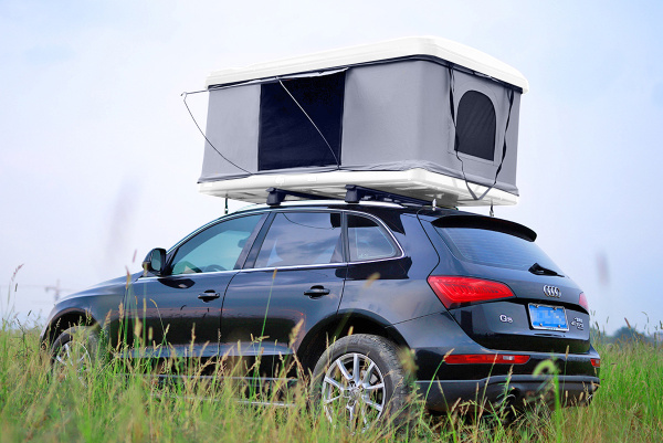 Палатка на крышу автомобиля РИФ Hard RT04-125W, корпус белый, тент серый 210х125х150