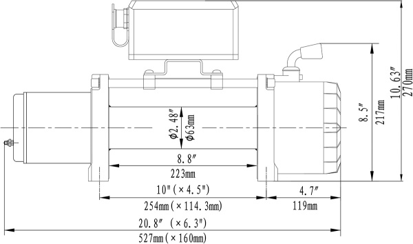 Лебёдка автомобильная электрическая 12V Runva EWX6000S 2722 кг