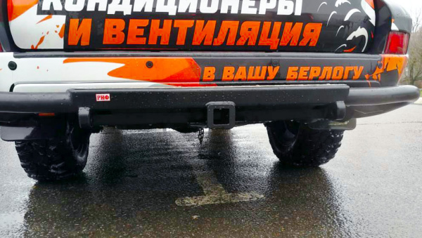 Бампер задний силовой/защита штатного бампера РИФ Toyota Land Cruiser Prado 120 c квадратом под фаркоп