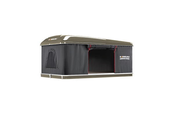 Палатка на крышу автомобиля AUTOHOME MAGGIOLINA CARBON FIBER SMALL, тент серый, лестница 215 мм