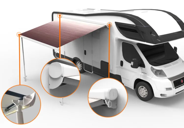 Маркиза автомобильная РИФ 4,5х2,5 м кассетная с электроприводом, корпус белый