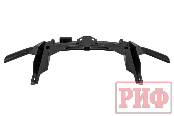 Бампер задний силовой/защита штатного бампера РИФ Renault Duster 2021+ c квадратом под фаркоп, калиткой и подсветкой номера