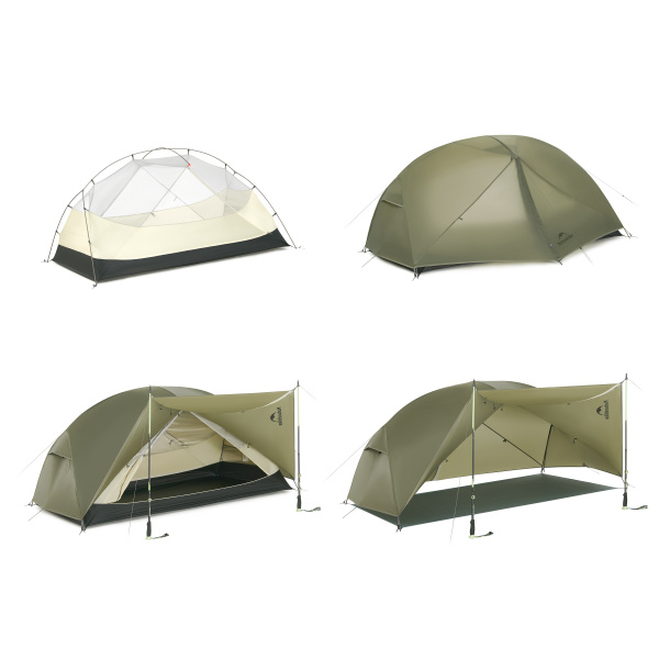 Палатка Naturehike Mongar PRO 2-местная, алюминиевый каркас, олива (зеленая)