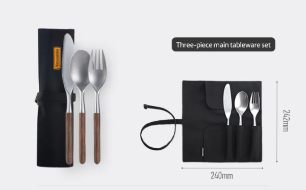 1 Набор столовых приборов Naturehike 3 в 1 (нож, вилка, ложка), нержавеющая сталь, орех, в чехле