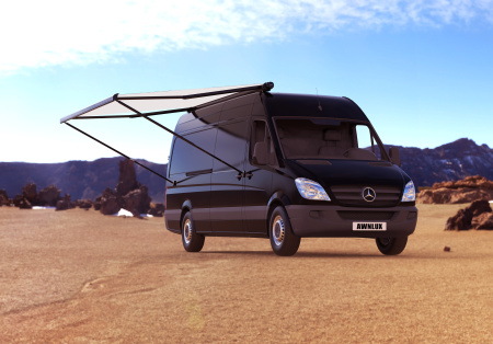 Маркиза автомобильная РИФ 3,0х2,5 м кассетная с электроприводом, корпус черный.