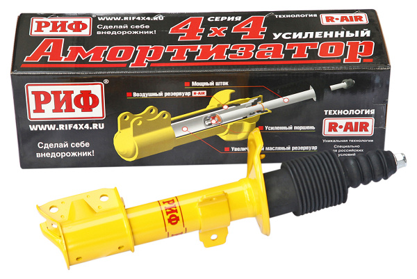 Амортизатор усиленный РИФ передний Renault Duster 2010-2022, Nissan Terrano 2014+ 4х4 штатный и лифт 0-40 мм