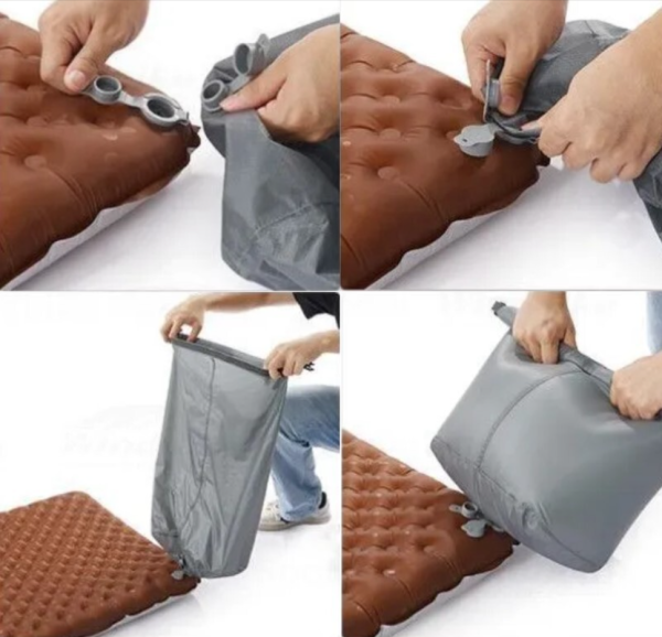 Коврик надувной Naturehike 196х64х7 см, серебристый карбон