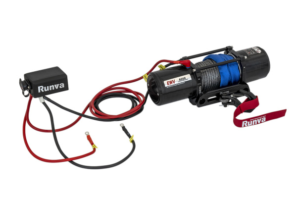 Лебёдка электрическая 12V Runva 6000 lbs 2722 кг (синтетический трос)
