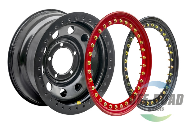 Диск усиленный УАЗ стальной черный 5x139,7 8xR16 d110 ET-19 с двойным бедлоком (красн.) на барабанные тормоза