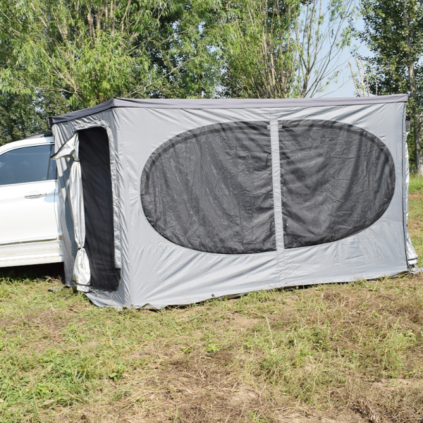 Стенки к автомобильной веерной маркизе (тамбур) РИФ 2.3х2 м, (левые) овальное окно