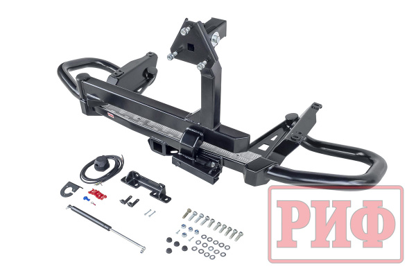Бампер РИФ задний Toyota Land Cruiser Prado 150 c квадратом под фаркоп и калиткой