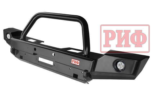 Бампер РИФ силовой передний Jeep Wrangler JK 2007-2018 с доп. фарами и центральной защитной дугой