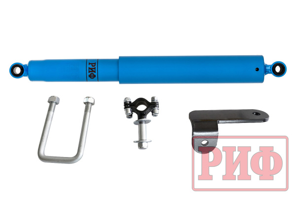 Демпфер РИФ рулевой с кронштейнами УАЗ Патриот, Пикап, Карго до 2019 лифт 30-50 мм