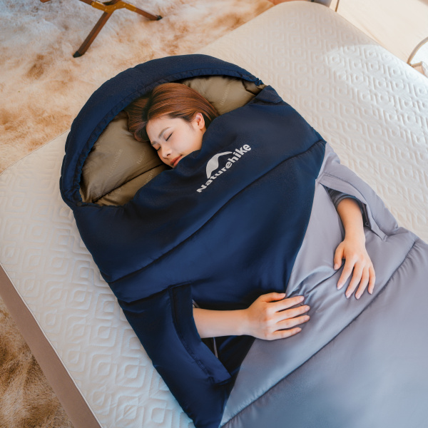 1 Мешок спальный Naturehike Sunny Day PL02 U250, (190+30)х80 см, (левый) (ТК: +8C), серо-голубой