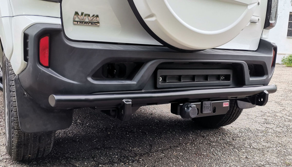Бампер РИФ силовой задний/защита штатного бампера Lada Niva Travel с возможностью установки фаркопа