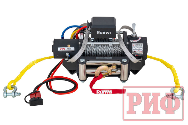Лебёдка переносная РИФ 9500S c квадратом для фаркопа, стальной трос (облегченная)