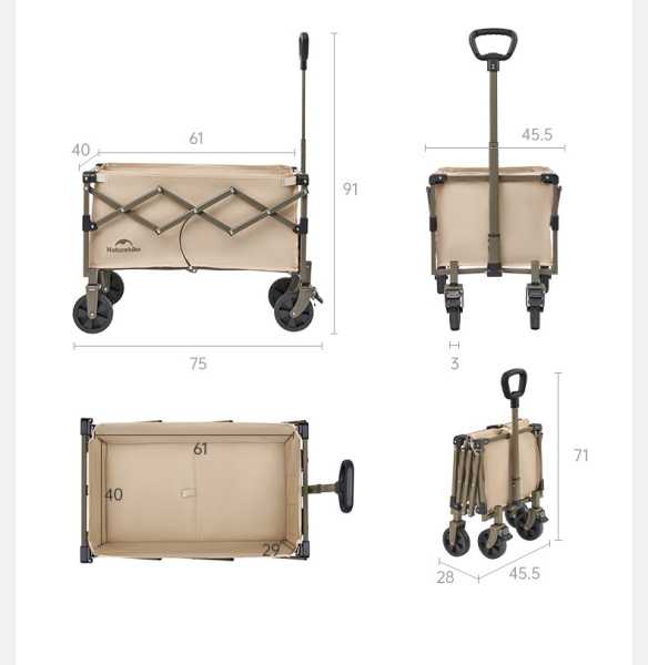 1 Тележка туристическая Naturehike 75х45,5х91 см, серая