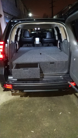 Органайзер в багажник для Toyota Land Cruiser Prado 150 (2 выдв.ящика+спальник) дорестайлинг