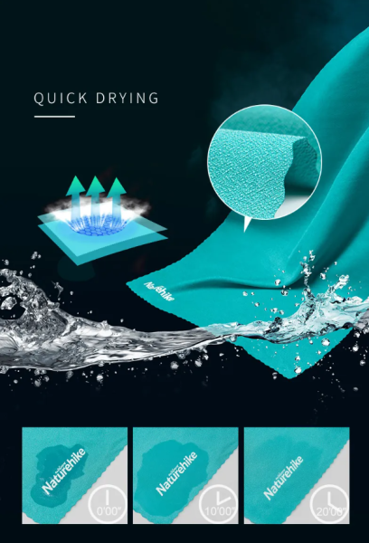 4 Полотенце кемпинговое Naturehike MJ01, 40х80 см, бирюзовое 4 Полотенце кемпинговое Naturehike MJ01, 40х80 см, бирюзовое