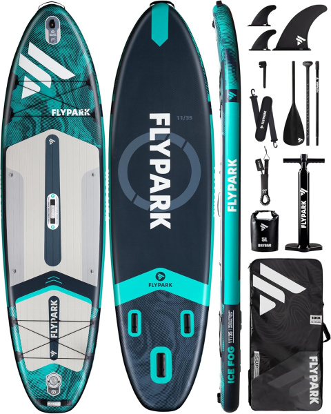 Сапборд надувной FLYPARK ICE FOG Green 335x89x15 см синий-серый