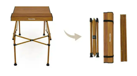 Стол туристический Naturehike увеличенный складной, 93х55х50 см. коричневый