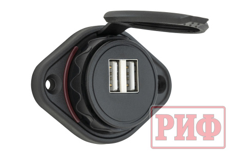 Розетка USB 3,1А накладное крепление, красная подсветка