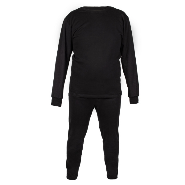 Термобелье "CИБИРСКИЙ СЛЕДОПЫТ", с начесом, хб 100%, комплект, до -15С, цв. черный, р.54