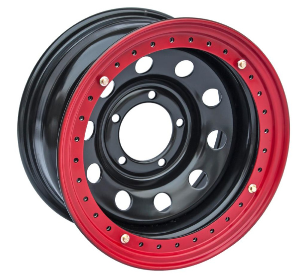 Диск УАЗ крашеный черный 5x139,7 8xR16 d110 с псевдо бедлоком (красный) Диск УАЗ крашеный черный 5x139,7 8xR16 d110 с псевдо бедлоком (красный)