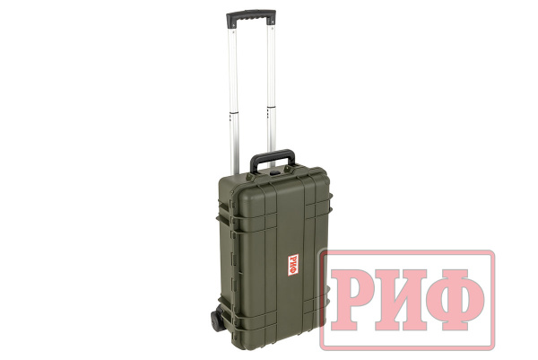 Кейс защитный ударопрочный РИФ 530х355х255 мм на колесах с телескопической ручкой IP67, цвет хаки